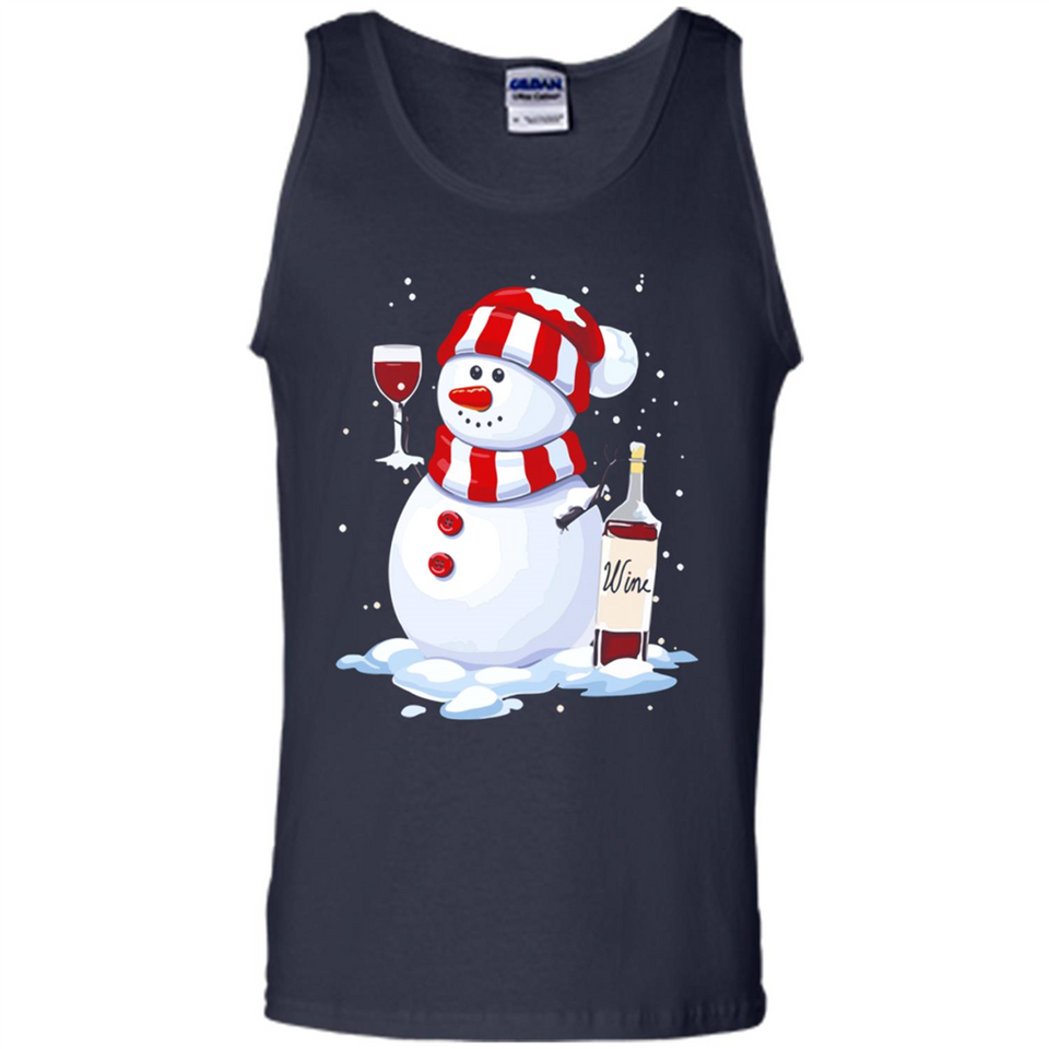 Cute Snowman drink Red Wine Christmas - Tank Top