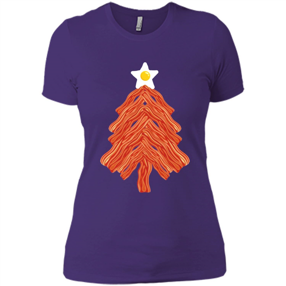 Bacon & Eggs Over Easy Fried Food Breakfast Xmas Tree Foodie - Ladies' Boyfriend T-Shirt