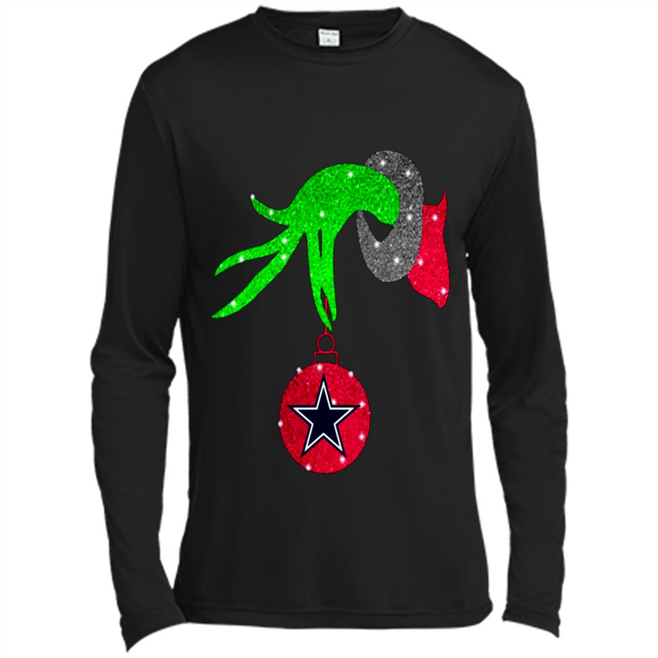 GRINCH HAND HOLDING DALLAS COWBOYS GLITTER CHRISTMAS PINGPONG