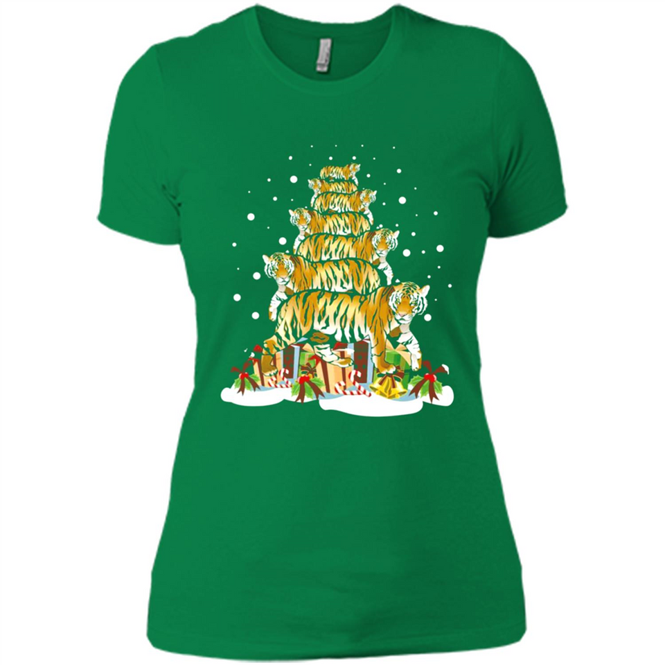 Tiger Christmas Tree Funny Merry Christmas - Ladies' Boyfriend T-Shirt