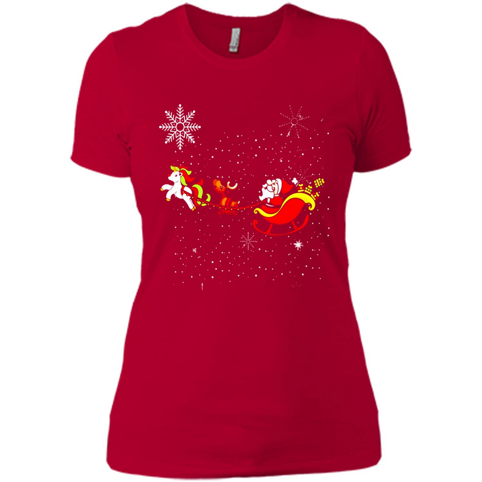 Christmas Unicorn Rudolph and Santa - Ladies' Boyfriend T-Shirt