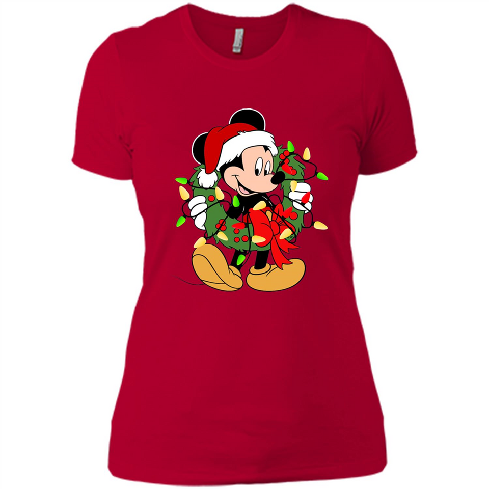 Disney Mickey Mouse Christmas Lights Sweatshirt - Ladies' Boyfriend T-Shirt