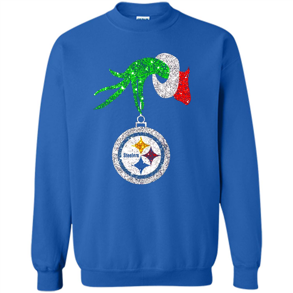 Fantastic Pittsburgh Steelers Glitter Grinch Monogram Ornament Christmas Gift - Sweatshirt