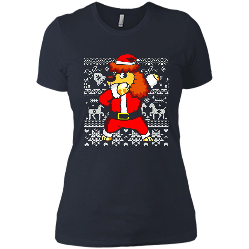Dabbing Poodle Santa Christmas Holiday Sweatshirt - Ladies' Boyfriend T-Shirt