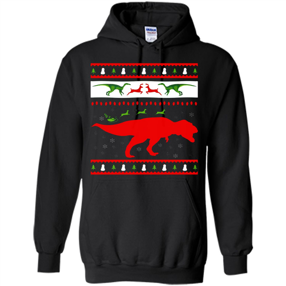 Dinosaur and Santa Clause Ugly Christmas Sweater - Hoodie
