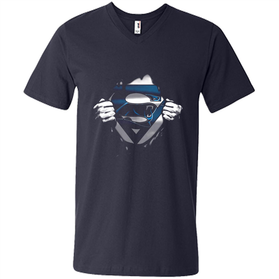 Carolina Panthers And Superman Fans - Men's V-Neck