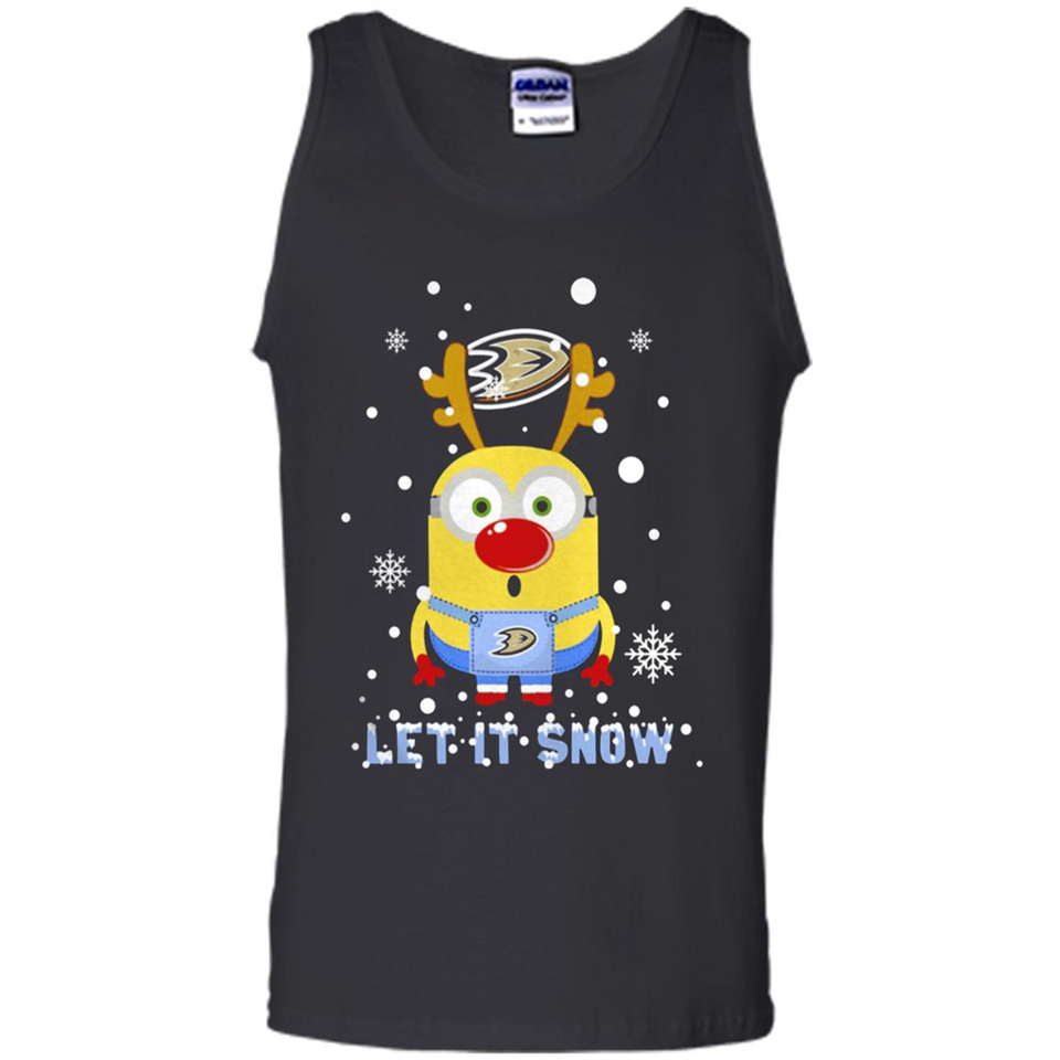 Minion Anaheim Ducks Ugly Christmas Sweater Let it Snow - Tank Top