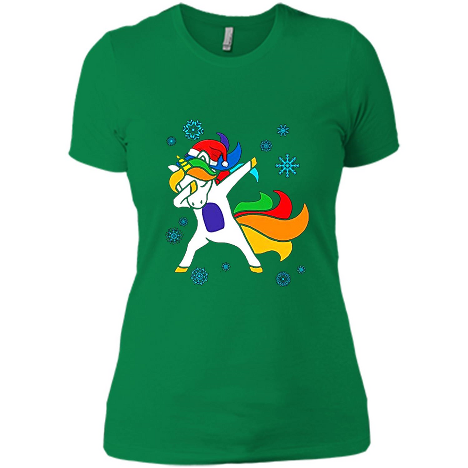 Christmas Dabbing Unicorn - Ladies' Boyfriend T-Shirt