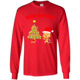 Meow merry christmas- cat and pine merry christmas - Long Sleeve T-Shirt