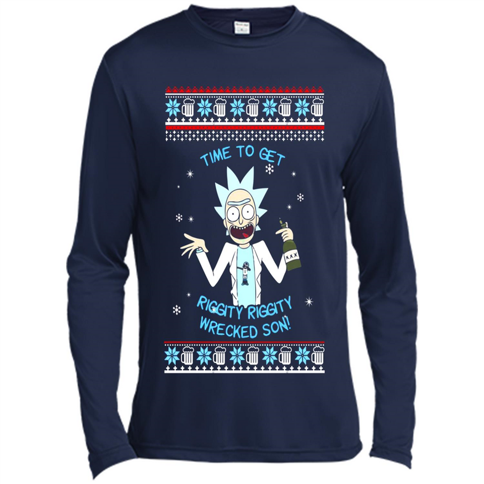 Rick and Morty Time to get Riggity Riggity Wrecked Son Christmas sweater - Canvas Long Sleeve T-Shirt