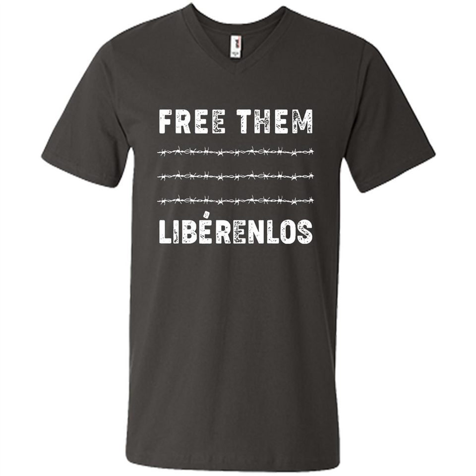 Peaceful Communities- Free Them Liberenlos Shirt PINGPONG - Men's V-Neck