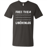 Peaceful Communities- Free Them Liberenlos Shirt PINGPONG - Men's V-Neck