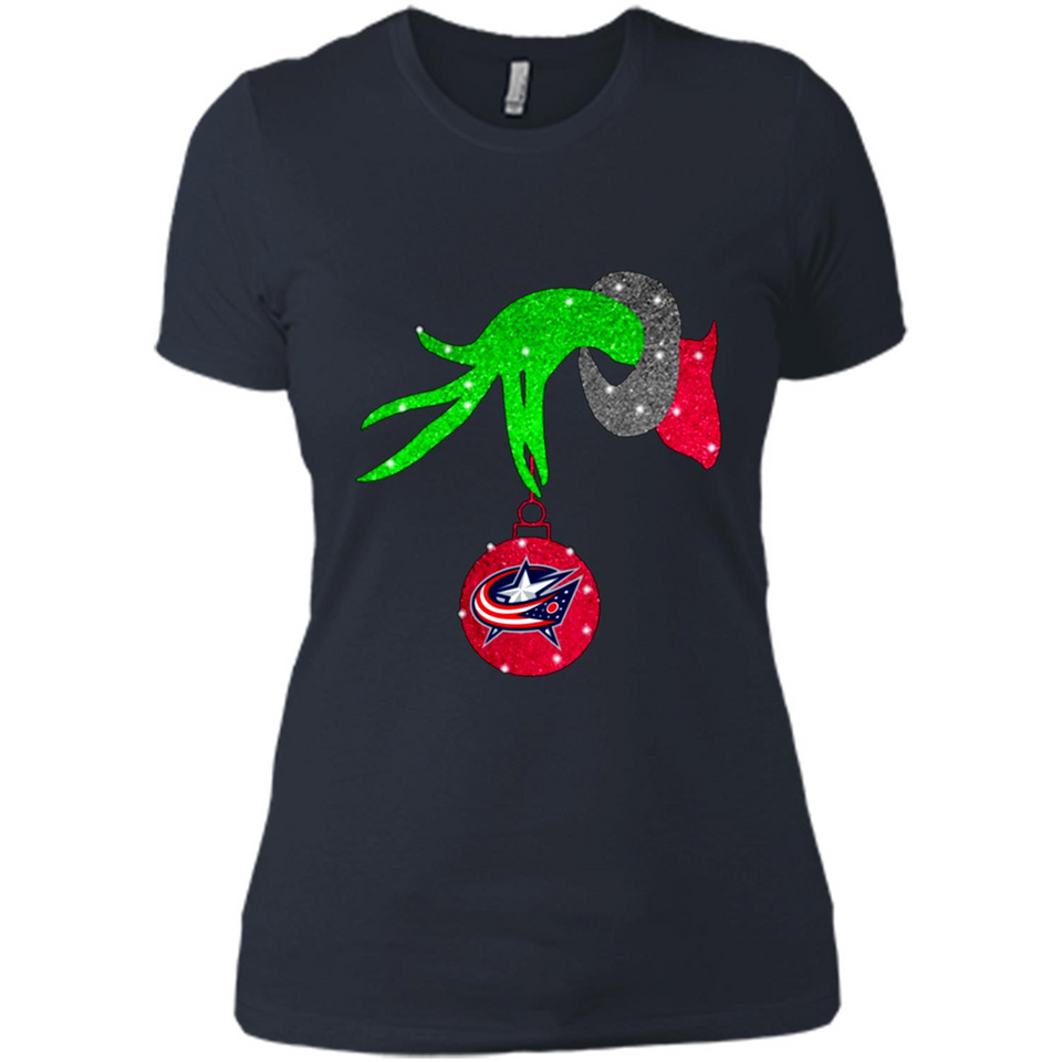 GRINCH HAND HOLDING COLUMBUS BLUE JACKETS GLITTER CHRISTMAS PINGPONG