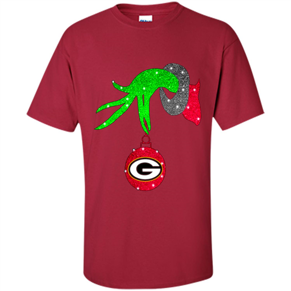 GRINCH HAND HOLDING GREEN BAY PACKERS GLITTER CHRISTMAS PINGPONG