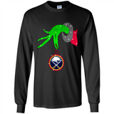 GRINCH HAND HOLDING BUFFALO SABRES GLITTER CHRISTMAS PINGPONG