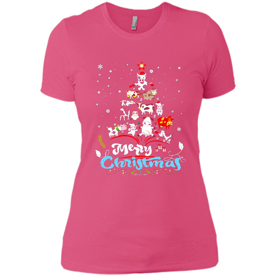Christmas Ugly Sweater Animal Tree Pine Merry Christmas - Ladies' Boyfriend T-Shirt