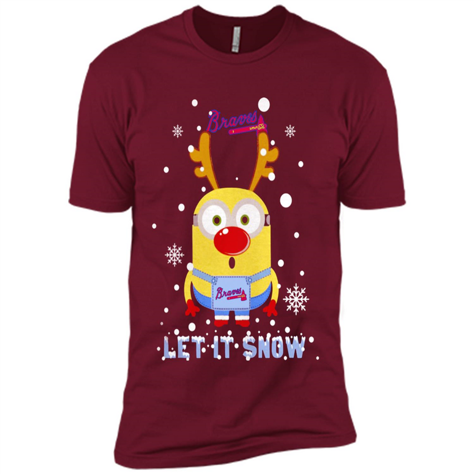 Minion Atlanta Braves Ugly Christmas Sweater Let it Snow - Premium Short Sleeve T-Shirt
