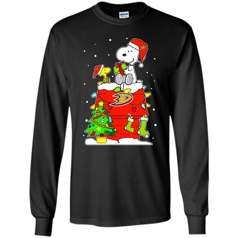 Anaheim Ducks Snoopy Ugly Christmas Sweaters - Long Sleeve T-Shirt