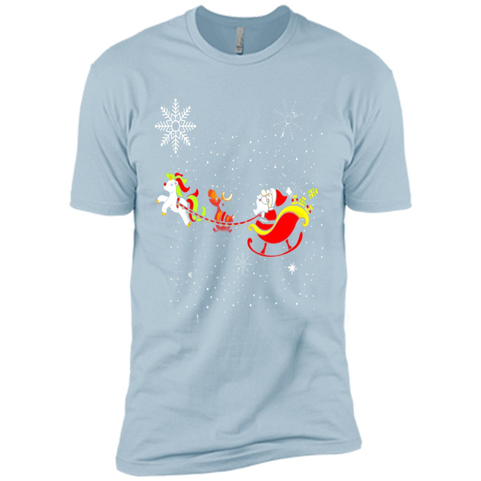 Christmas Unicorn Rudolph and Santa - Premium Short Sleeve T-Shirt