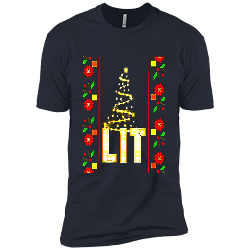 Funny Lets Get Lit Christmas Tree - Premium Short Sleeve T-Shirt