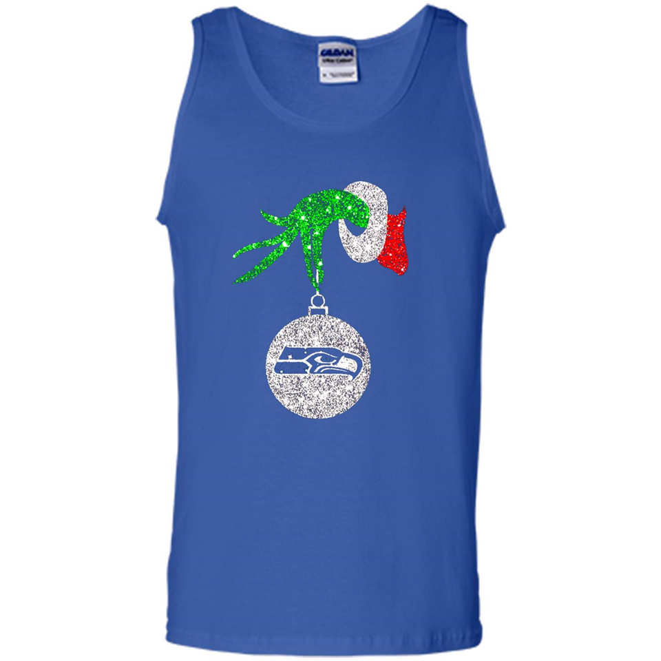 Funny Seattle Seahawks Glitter Grinch Monogram Ornament Christmas Gift - Tank Top