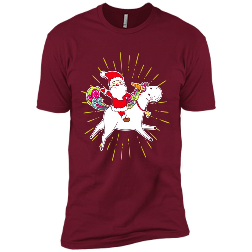 Unicorn And Santa Christmas - Premium Short Sleeve T-Shirt