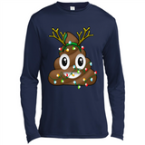 Reindeer Poop Emoji Cute Merry Christmas T-Shirt - Canvas Long Sleeve T-Shirt