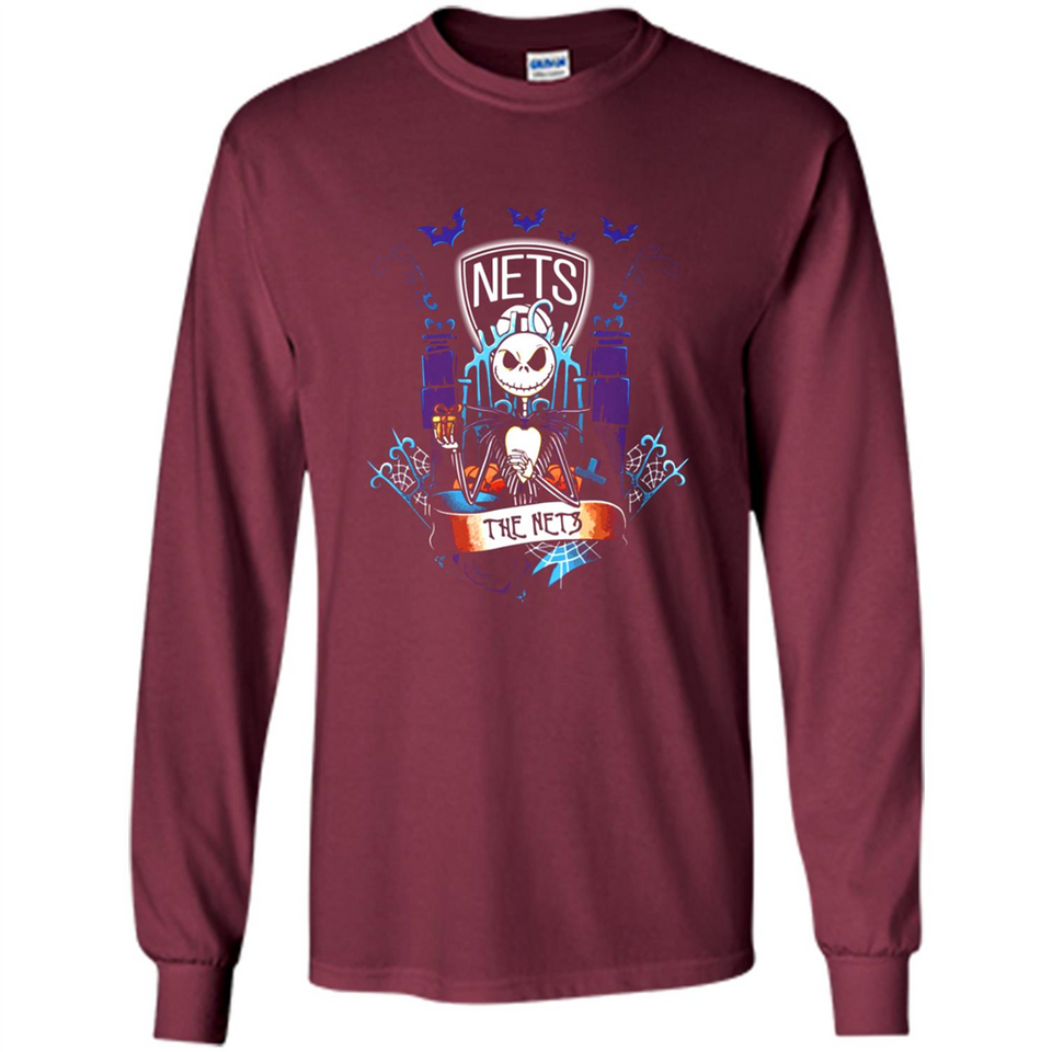 Brooklyn Nets Halloween The Nightmare Before Christmas - Long Sleeve T-Shirt