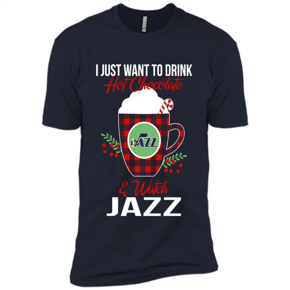 I Just Want To Drink Hot Chocolate & Watch Utah Jazz Ugly Christmas Sweater PINGPONG