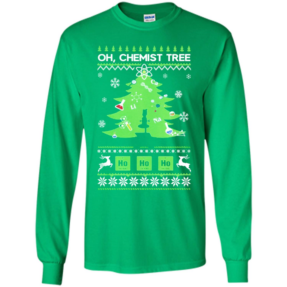 Oh Chemist Tree Ugly Christmas Sweater - Long Sleeve T-Shirt