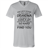 Don't Mess With Me My Grandma Is Crazy And She Will Slap You - Canvas Unisex V-Neck
