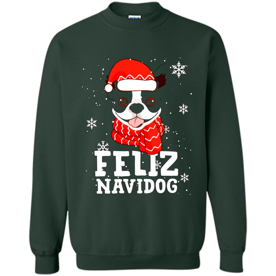 Feliz Navidog Boston Terrier Dog Ugly Xmas Sweater PING PONG