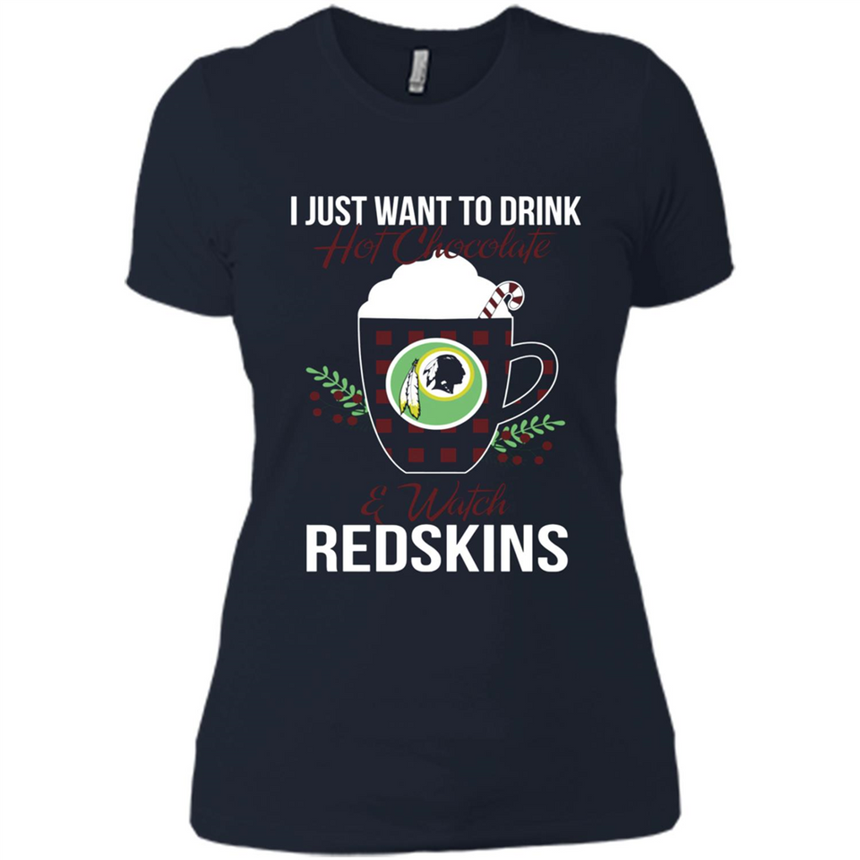 I Just Want To Drink Hot Chocolate & Watch Washington Redskins Ugly Christmas Sweater PINGPONG