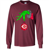 GRINCH HAND HOLDING CINCINNATI REDS GLITTER CHRISTMAS PINGPONG