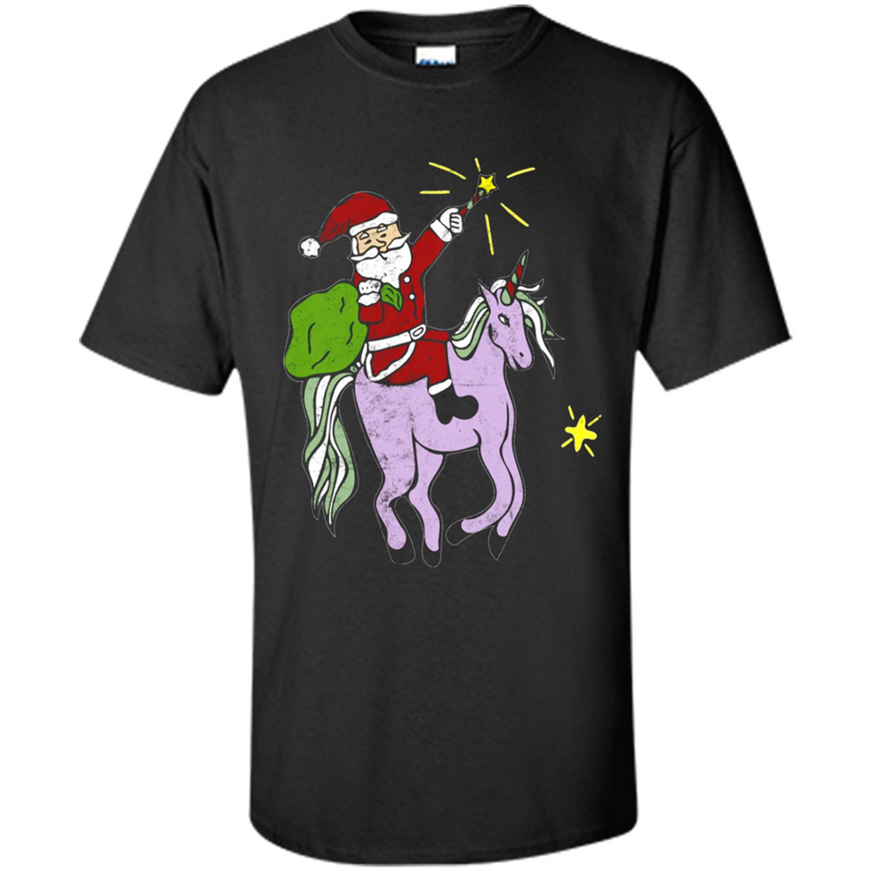 Distressed Retro Santa Riding Unicorn - Shirt