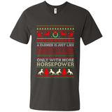 Funny Farmers Gift Ugly Santa Claus Horsepower - Men's V-Neck