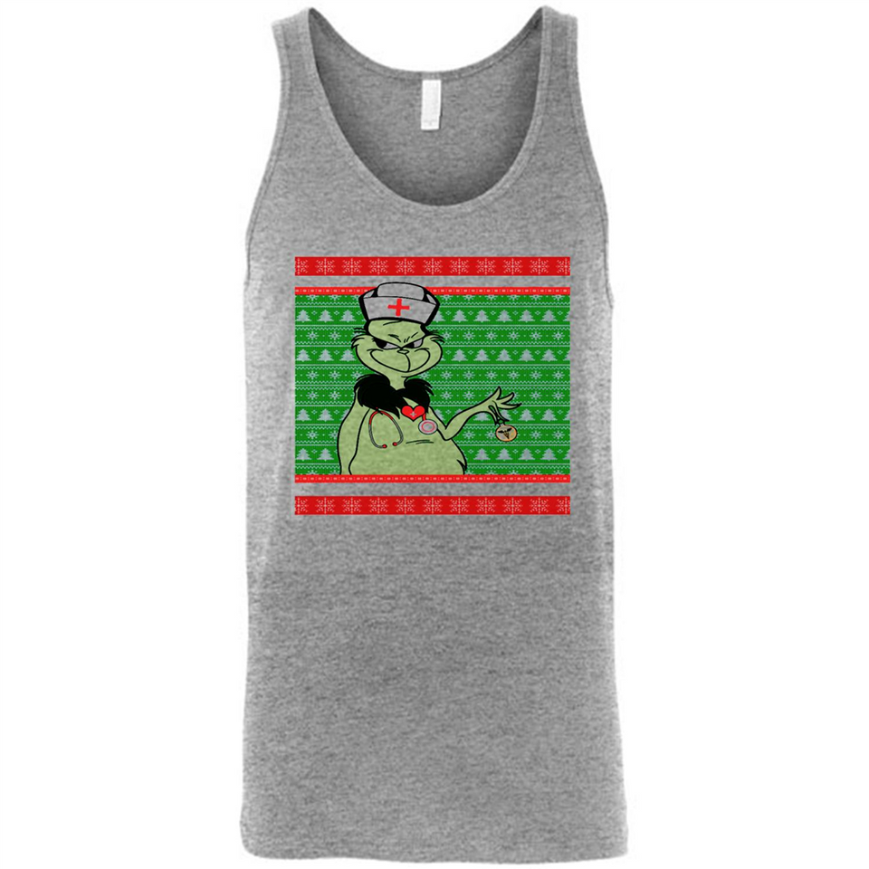 Grinch Nurse Ugly Christmas Sporty T-Shirt PINGPONG - Canvas Unisex Tank