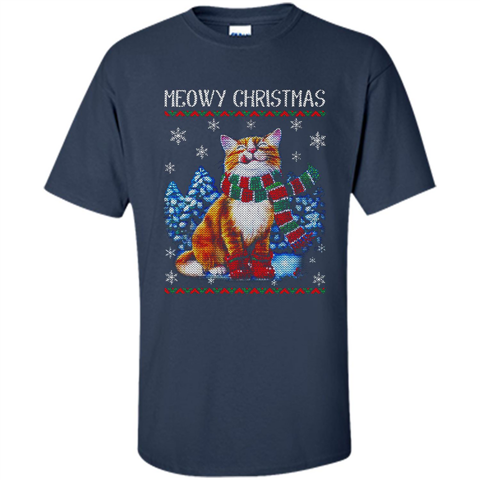 Christmas Ugly Sweater Cat With Christmas Meowy Chritstmas - Shirt