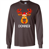 Donner Reindeer Santa Claus Funny Xmas Holiday T-Shirt - Long Sleeve T-Shirt