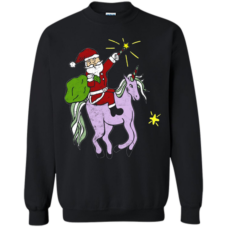 Distressed Retro Santa Riding Unicorn - Sweatshirt