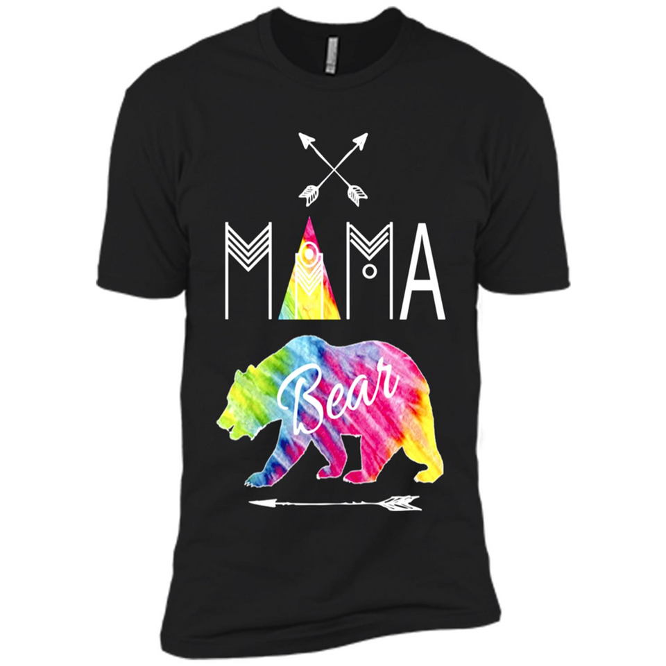 Mama Bear Shirt Tie Dye Family Vacation & Camping Tee - Premium Short Sleeve T-Shirt