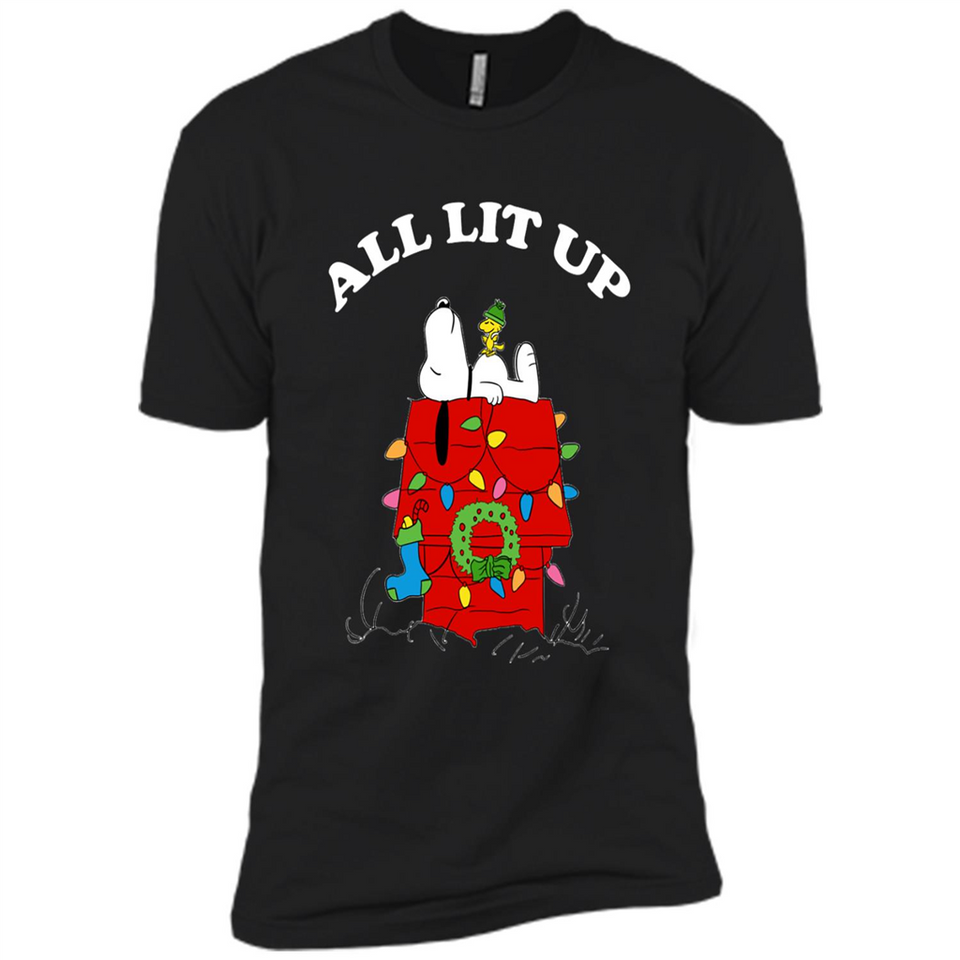 Peanuts By Schulz Snoopy Young Men_s Christmas SweatShirt - Premium Short Sleeve T-Shirt