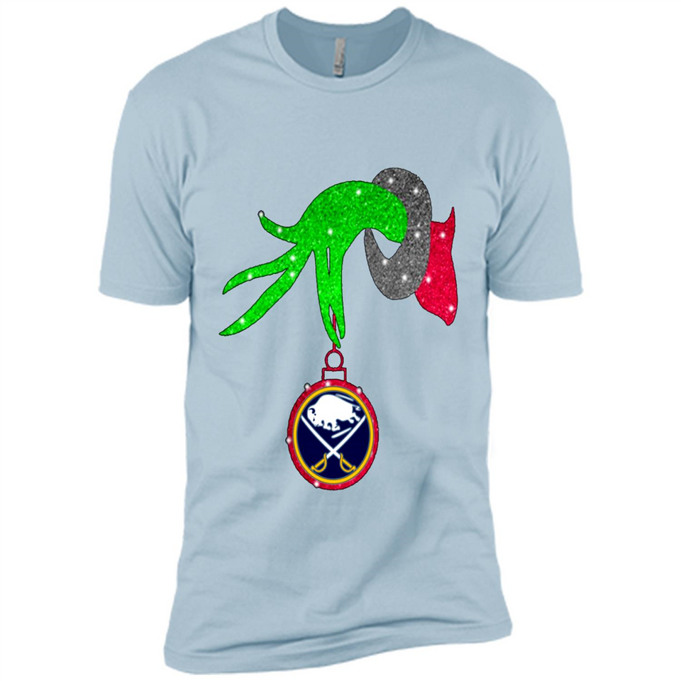 GRINCH HAND HOLDING BUFFALO SABRES GLITTER CHRISTMAS PINGPONG