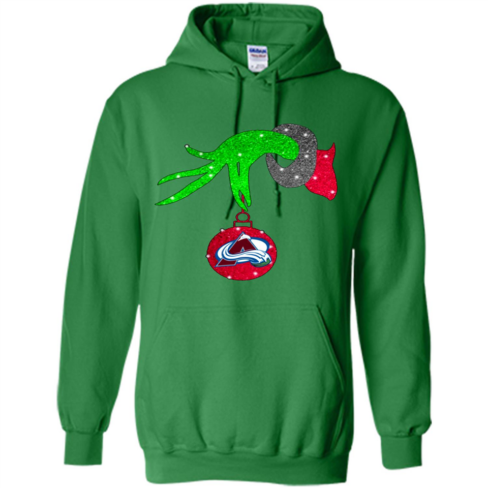 GRINCH HAND HOLDING COLORADO AVALANCHE GLITTER CHRISTMAS PINGPONG
