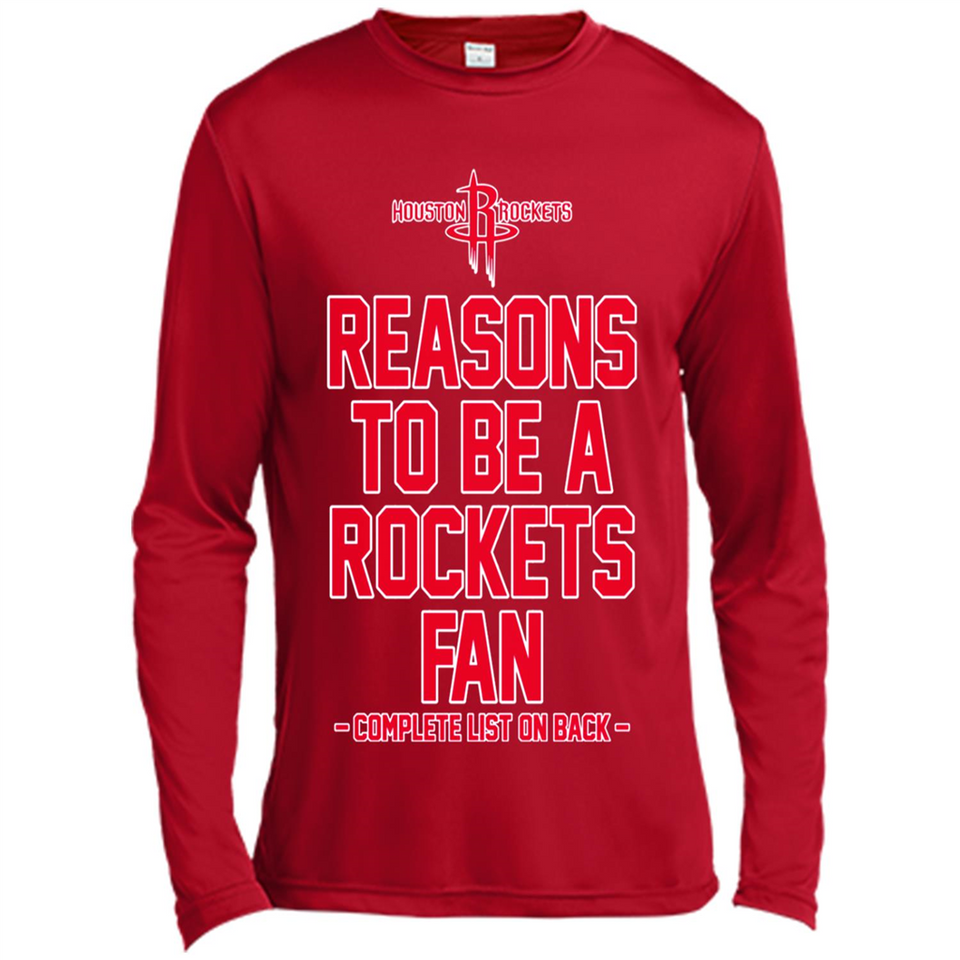 Reasons to be a Houston Rockets Fan Complete List on Back - Canvas Long Sleeve T-Shirt