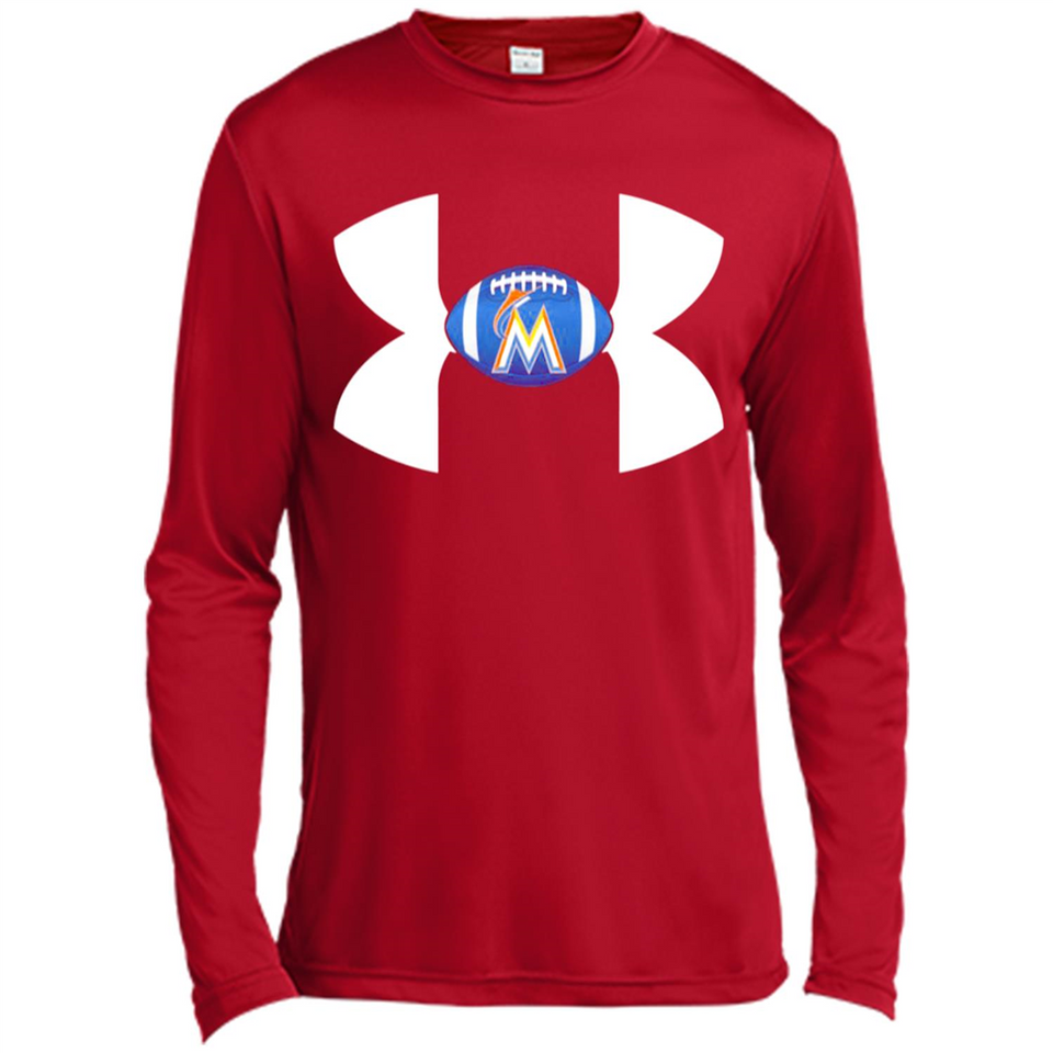 Miami Marlins Under Armour Logo - Canvas Long Sleeve T-Shirt