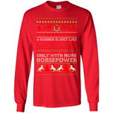 Funny Farmers Gift Ugly Santa Claus Horsepower - Long Sleeve T-Shirt