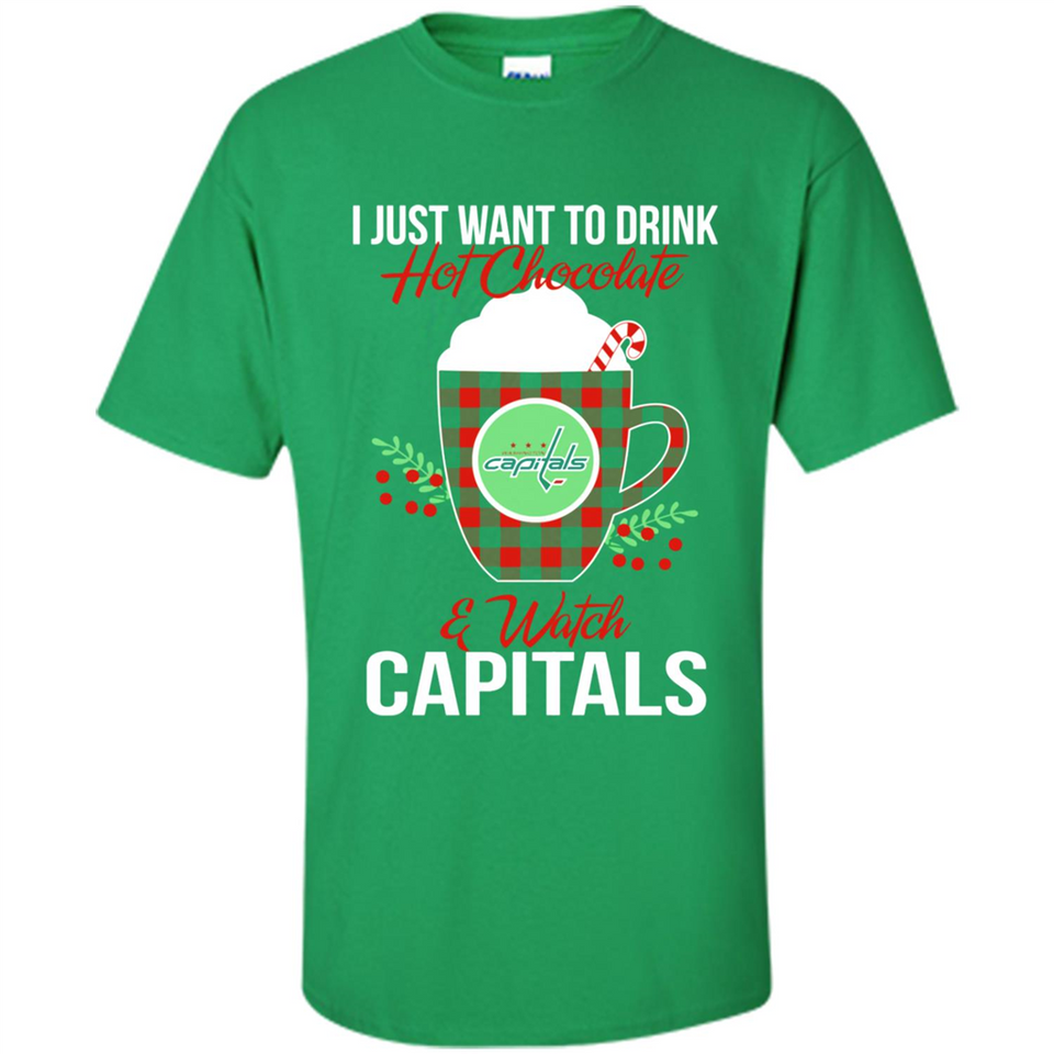 I Just Want To Drink Hot Chocolate & Watch Washington Capitals Ugly Christmas Sweater PINGPONG