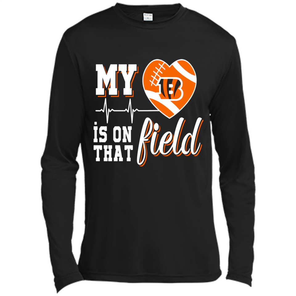Cincinnati Bengals Football My Heart is on that Field - Canvas Long Sleeve T-Shirt