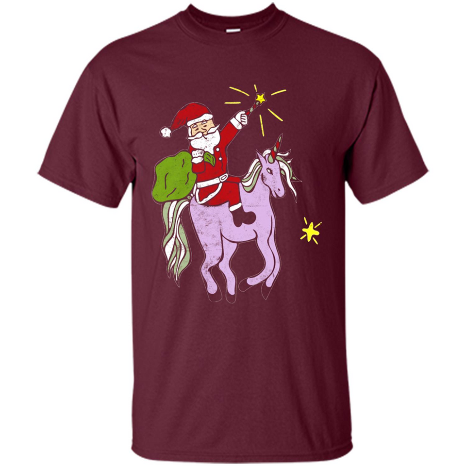 Distressed Retro Santa Riding Unicorn - Shirt